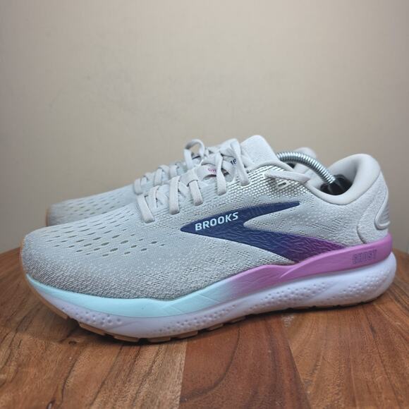 Brooks Ghost 16 White Estate Blue Womens Gray Size 8.5 Running Shoes 1204071B175 - Picture 2 of 13
